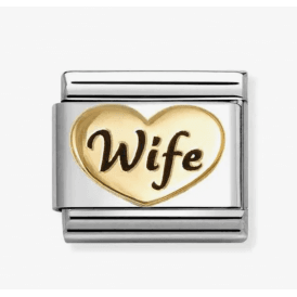 Nomination Classic Gold & Enamel Wife Heart Charm 030285/82