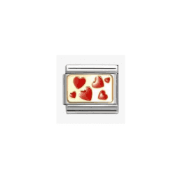 Nomination Classic Gold Red Hearts Charm 030284/59