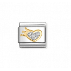 Nomination Classic Gold Glitter Heart Crown Charm 030220/24
