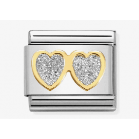 Nomination Classic Gold Double Heart Glitter Charm 030220/01