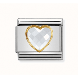 Nomination White Heart Faceted Charm 030610/010
