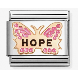 Classic Rose Gold 'Hope' Fuchsia Butterfly Charm 430202/50