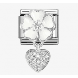 Nomination White Flower & Heart Zirconia Charm 331814/04
