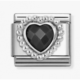 Nomination Black Beaded Heart Zirconia Charm 330606/011