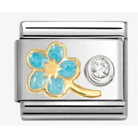 Nomination Classic Gold Zirconia Blue Myosotis Charm 630302/09
