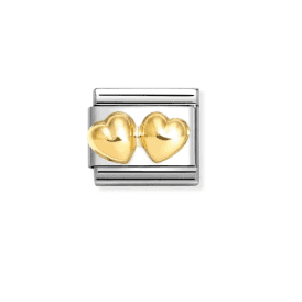 Nomination Classic Gold Double Rounded Hearts Charm 030116/23