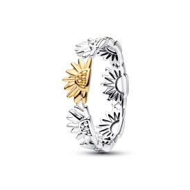 Pandora Sunflower Two-Tone Band Ring 164702C00