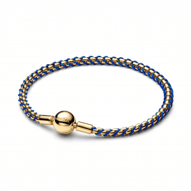 Pandora Blue Cord Box Chain Gold Bracelet 563816C02