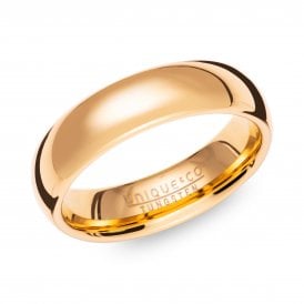 Unique & Co Yellow Gold Plated Tungsten Gents Ring TUR-144