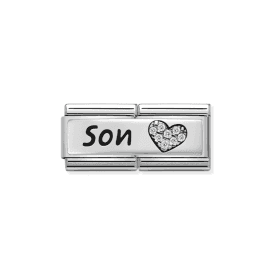 Nomination Double Link Son & Heart Zirconia Charm 330731/03