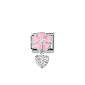 Nomination Pink Flower & Heart Zirconia Charm 331814/01