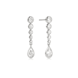 Ania Haie Silver Bezel Round & Teardrop Dangle Earrings E076-17H