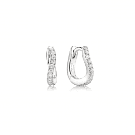 Ania Haie Silver Slim Pavé Wave Huggie Hoop Earrings E079-08H