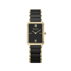 Bering Ceramic Ladies Black Rectangular Watch 17423-741