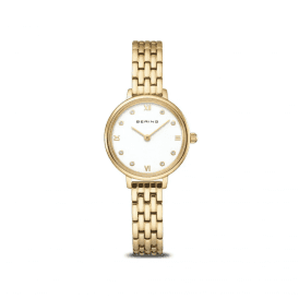 Bering Ladies Round Gold Tone Watch 11028-734