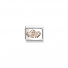 Nomination Composable Rose Glitter Hearts Link Charm 430205/01
