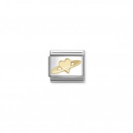Nomination Composable Golden Saturn Heart Link Charm 030149/69