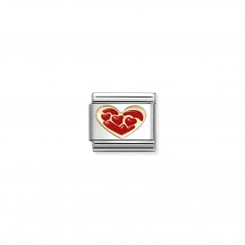 Nomination Composable Golden Hearts in Red Link Charm 030283/35