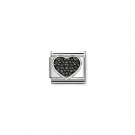 Nomination Composable Black Sparkling Heart Link Charm 330322/27